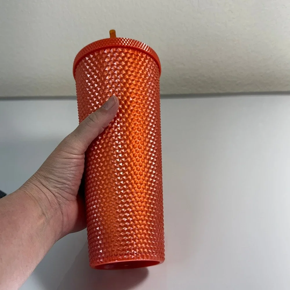 Starbucks 24oz Matte Studded Tumbler Orange Cold‎ Cup with Straw 2021